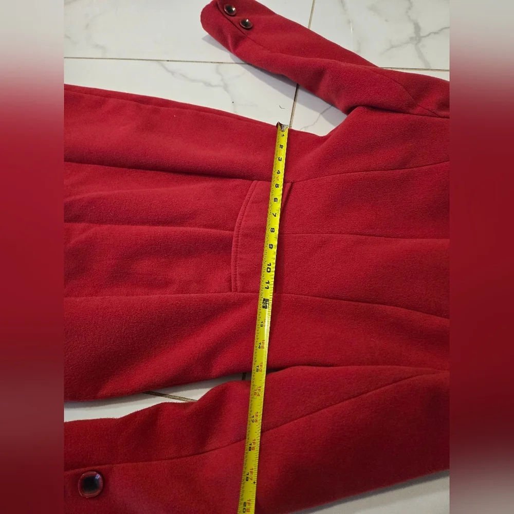 Women's R Pasarella Wool Blend Winter Coat | Classic Tailored Red | Size 10 - Picture 5 of 9